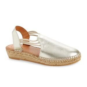 Toni Pons Noelia Espadrille SlipOn Platinum Leather Women 7.5 EUR 38 Retail $130